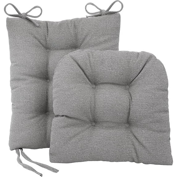Klear Vu The Gripper Non-Slip Rocking Chair Cushion Thick, includes Seat Pad & Back Pillow with Ties for Indoor Living Room Rocker, 17x17 Inches, 2 Piece Set, Gray 2 Count