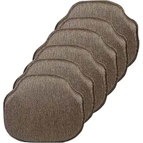 The Gripper Non-Slip Windsor Chair Cushion, for the Kitchen and living Room, 16x15 Inches, Set of 6, Chestnut Brown