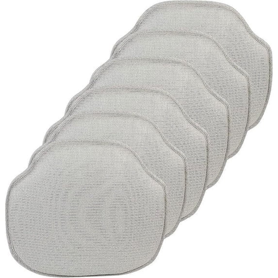 The Gripper Non-Slip Windsor Chair Cushion, for the Kitchen and living Room, 16x15 Inches, Set of 6, Gray