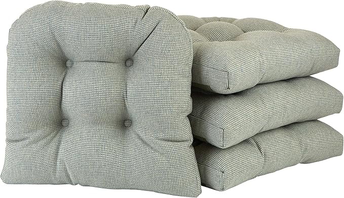 Solid Spa Polyester Non-Slip Dining Chair Cushions, 15x15 Inches, 4 Pack