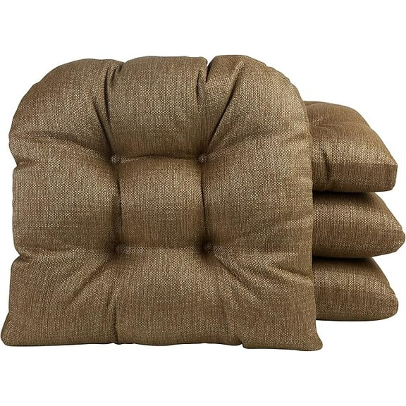 Klear Vu Gripper Overstuffed Universal Non-Slip Dining Chair Cushions for Kitchen Decor or Office Use, U-Shaped Skid-Proof Seat Pad, 15x15 Inches, 4 Count, Solid Gold