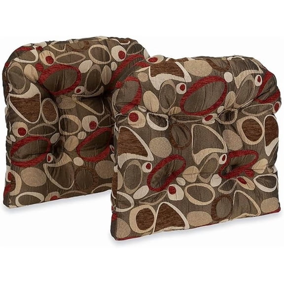 Klear Vu Gripper Overstuffed Universal Non-Slip Dining Chair Cushions for Kitchen Decor or Office Use, U-Shaped Skid-Proof Seat Pad, 17x17 Inches, 2 Count, Brown