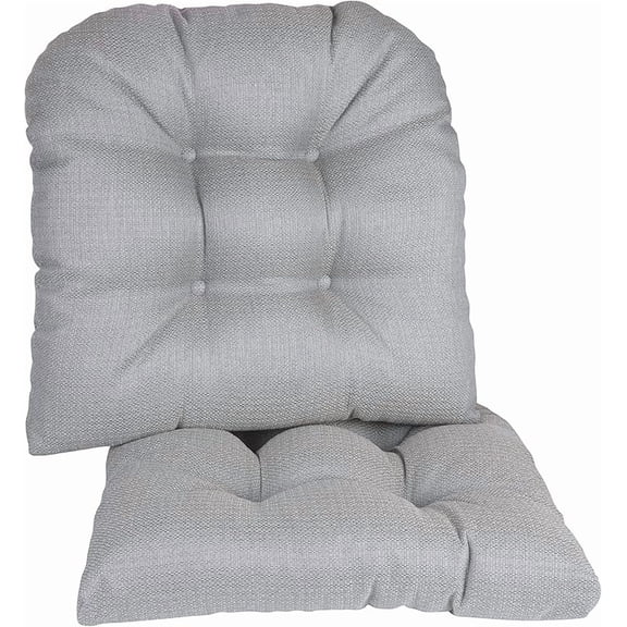 Klear Vu Gripper Overstuffed Universal Non-Slip Dining Chair Cushions for Kitchen Decor or Office Use, U-Shaped Skid-Proof Seat Pad, 17x17 Inches, 2 Count, Gray