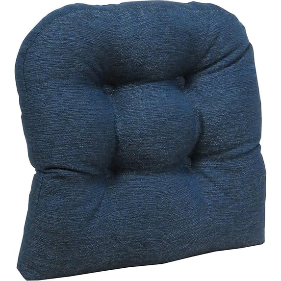 Klear Vu Gripper Overstuffed Universal Non-Slip Dining Chair Cushions for Kitchen Decor or Office Use, U-Shaped Skid-Proof Seat Pad, 17x17 Inches, 2 Count, Indigo