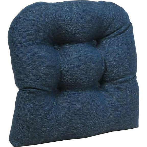 Klear Vu Gripper Overstuffed Universal Non-Slip Dining Chair Cushions for Kitchen Decor or Office Use, U-Shaped Skid-Proof Seat Pad, 17x17 Inches, 2 Count, Indigo