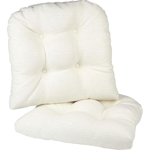 Klear Vu Gripper Overstuffed Universal Non-Slip Dining Chair Cushions for Kitchen Decor or Office Use, U-Shaped Skid-Proof Seat Pad, 17x17x3 Inches, 2 Count, Ivory