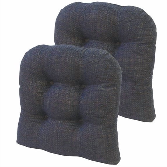 Klear Vu Tyson Non-Slip Universal Chair Pad Cushion Set, 15" x 15", Pack of 2 Seat Cushions, Navy