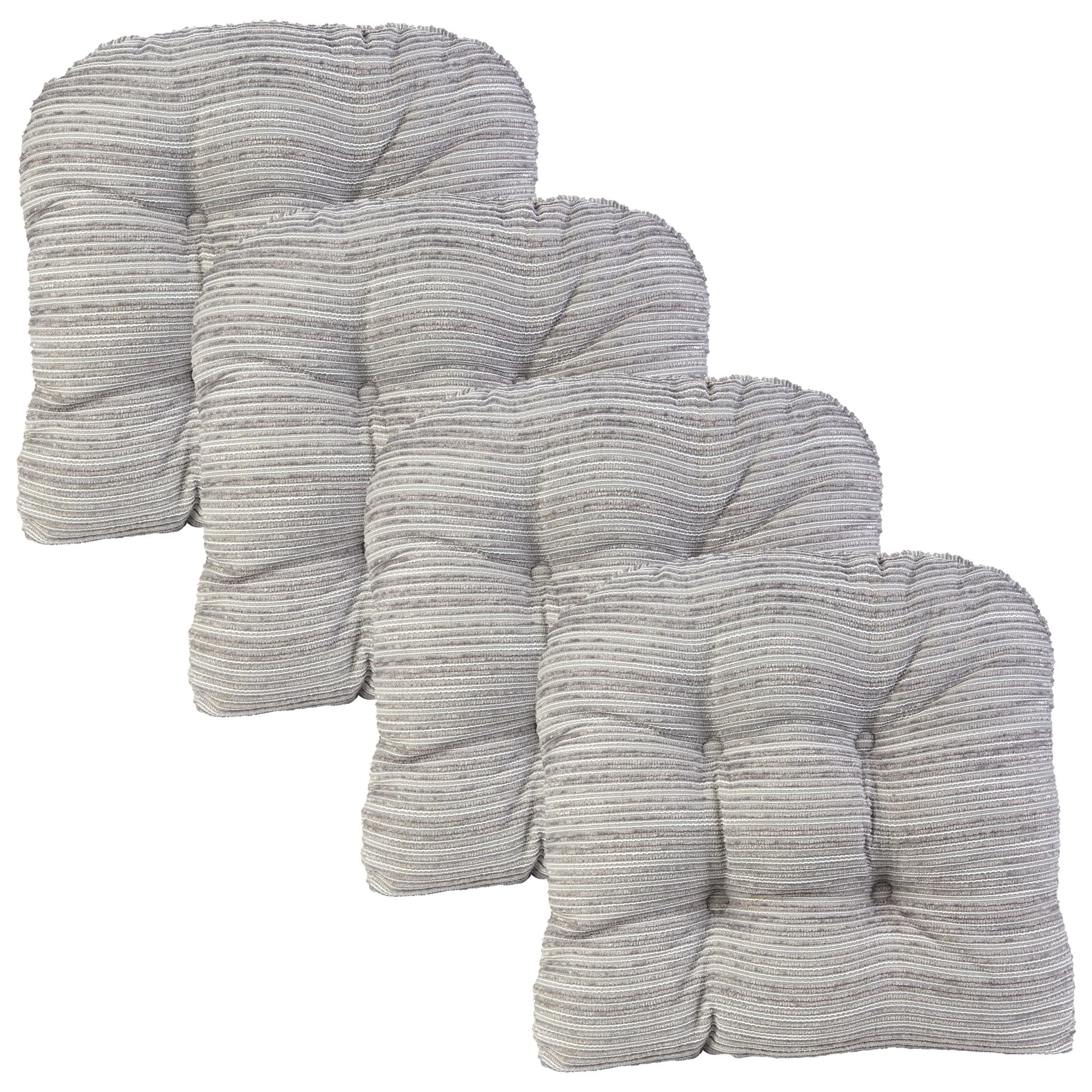 Klear Vu Memory Foam Chair Cushions, Non-Slip Grip Dot, 15 x 15 x 3 Inches, Gray Set of 4