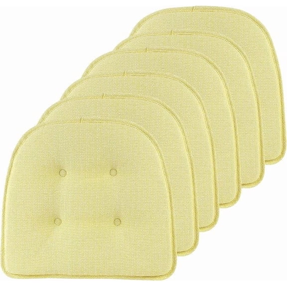 Klear Vu Omega Non-Slip Universal Chair Cushions for Dining Room, Kitchen and Office Use, U-Shaped Skid-Proof Seat Pad, 15x16 Inches, 6 Pack, 08 Yellow
