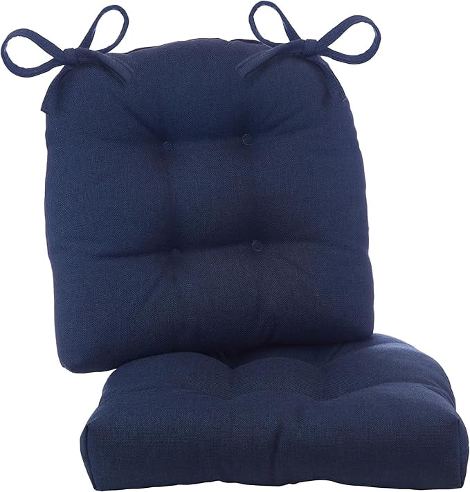 Klear Vu Outdoor 19 x 18 Chair Cushions for Patio Furniture, U-Shaped Seat Pads with Ties, Premium Woven Fabric, Water-Repellent, Chemical-Free, Indigo, 2 Count