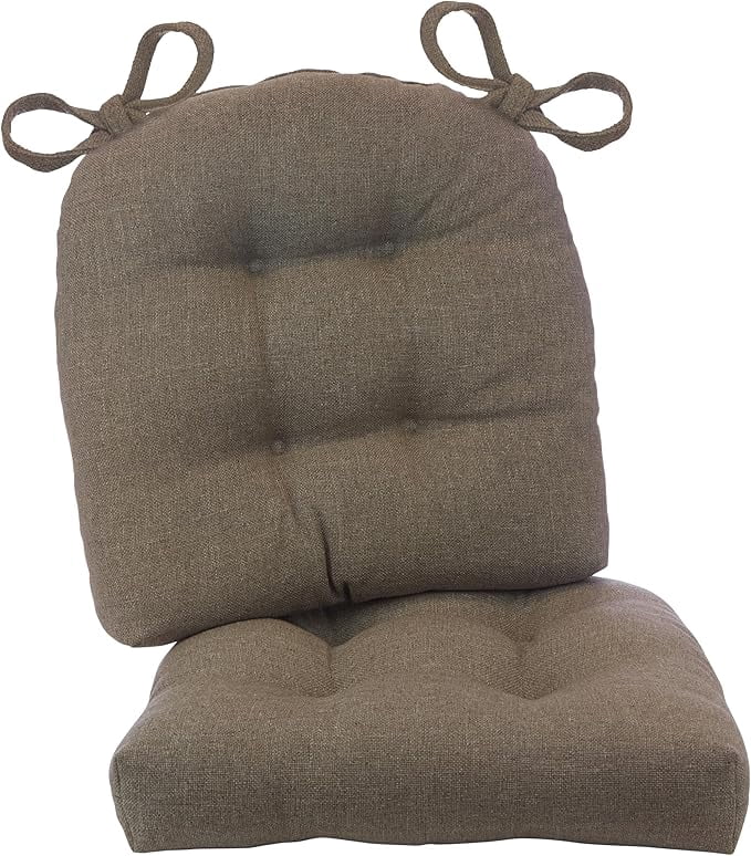 Klear Vu Outdoor 19 x 18 Chair Cushions for Patio Furniture, U-Shaped Seat Pads with Ties, Premium Woven Fabric, Water-Repellent, Chemical-Free, Tan, 2 Count