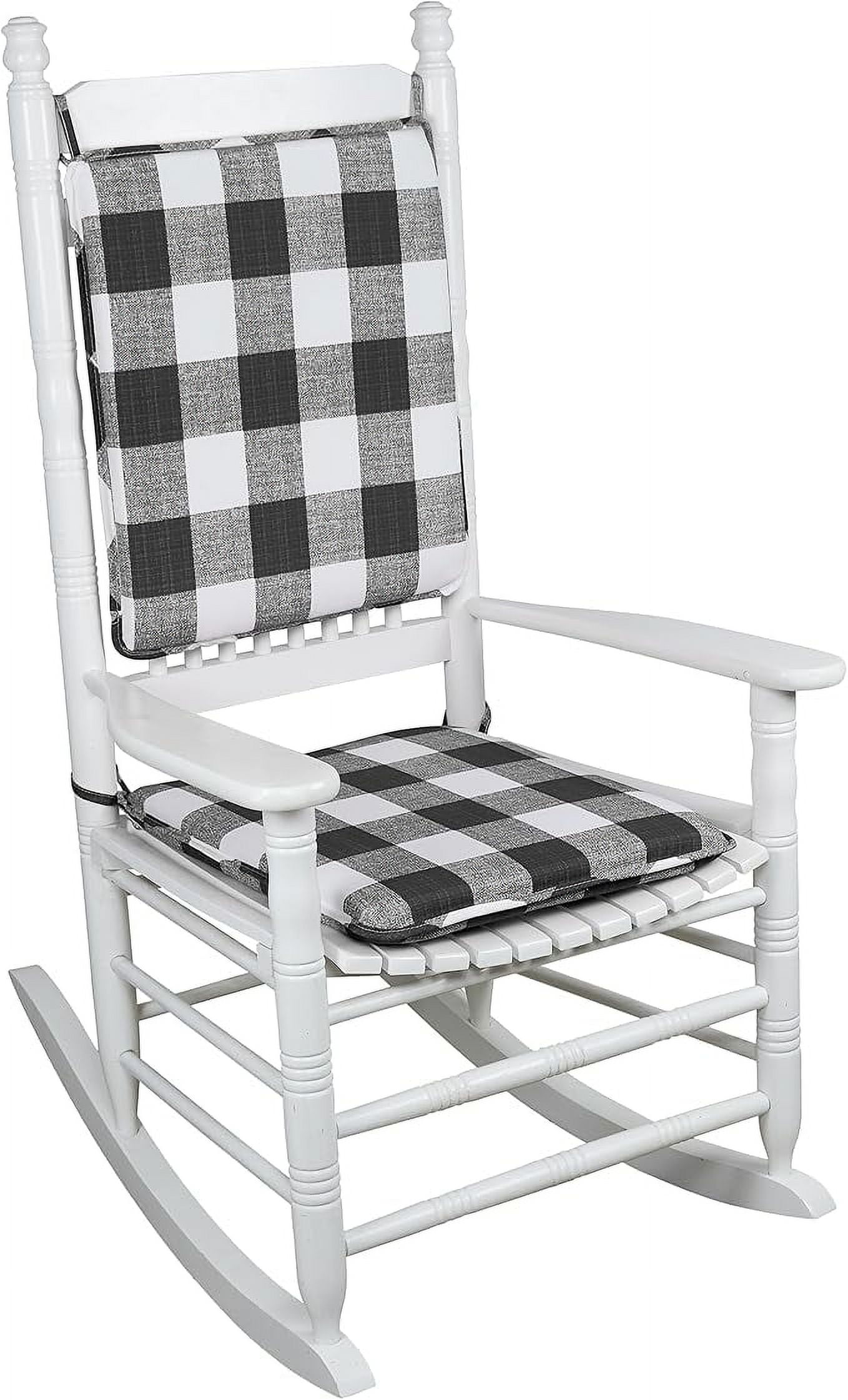 Black and White Plaid Polyester Rocking Chair Cushions Set