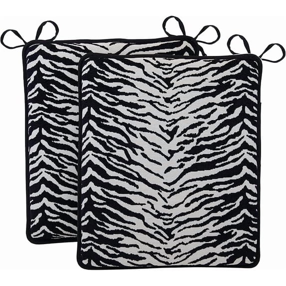 Klear Vu Porch Rocking Chair Cushions Set, Suitable for Living Room Rockers, Stylish Seat and Back Pads Include Fabric Ties, 20" X 17" X 2, Black Tiger