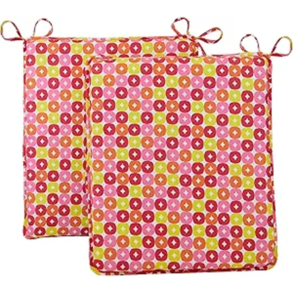 Klear Vu Porch Rocking Chair Cushions Set, Suitable for Living Room Rockers, Stylish Seat and Back Pads Include Non-Slip Bottom + Fabric Ties, 20" X 17" X 2, Pink Bead