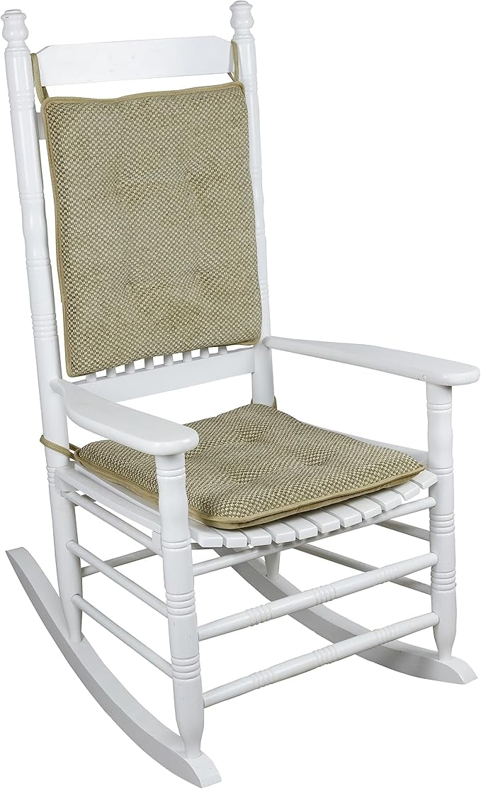 Chenille Tan Polyester Cushioned Rocking Chair Set