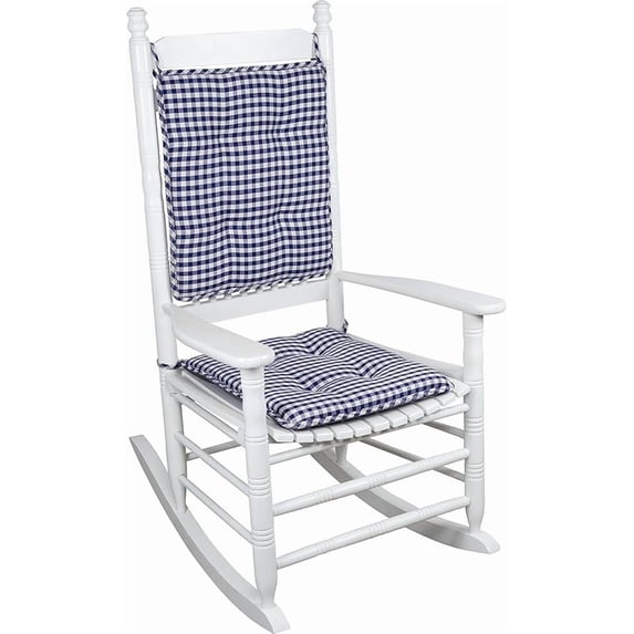 Klear Vu Porch Rocking Chair Cushions Set, Suitable for Living Room Rockers, Stylish Seat and Back Pads Include Non-Slip Bottom + Fabric Ties, 20" X 17" X 2”, Navy