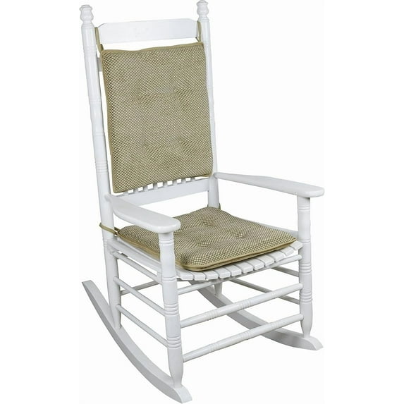 Klear Vu Porch Rocking Chair Cushions Set, Suitable for Living Room Rockers, Stylish Seat and Back Pads Include Non-Slip Bottom + Fabric Ties, 20" X 17" X 2”, Tan