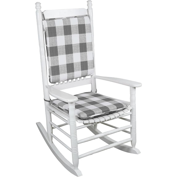 Klear Vu Porch Rocking Chair Cushions Set, Suitable for Living Room Rockers, Stylish Seat and Back Pads Include Fabric Ties, 20" X 17" X 2”, Gray