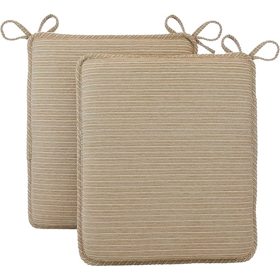 Klear Vu Porch Rocking Chair Cushions Set, Suitable for Living Room Rockers, Stylish Seat and Back Pads Include Fabric Ties, 20" X 17" X 2, Natural