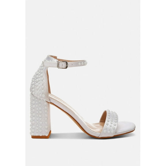 Klebba Pearls Embellished Satin Sandals
