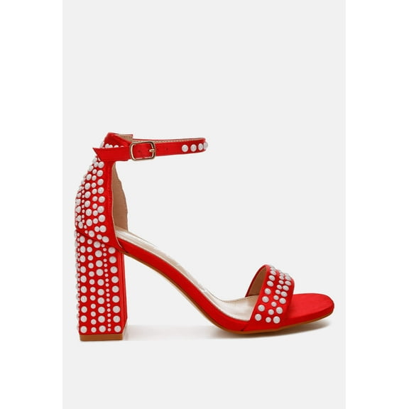 Klebba Pearls Embellished Satin Sandals