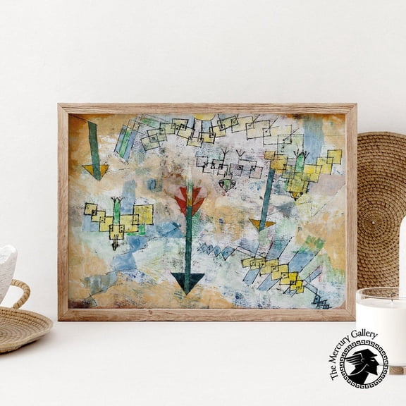 Klee 'Birds Swooping Down' Print Mid Century Modern Art