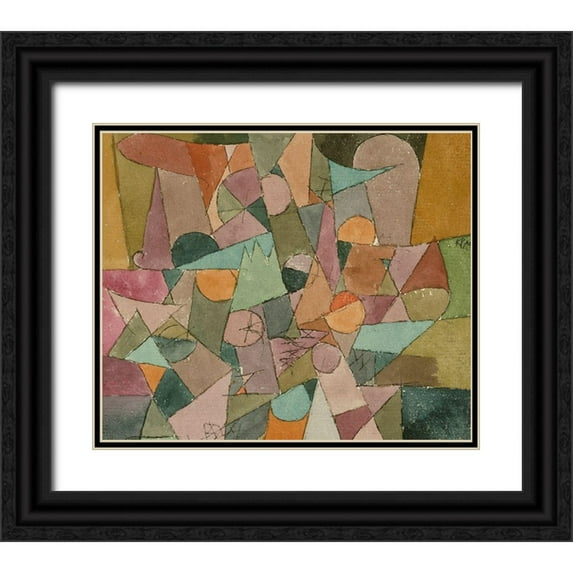 Klee, Paul 14x12 Black Ornate Wood Framed with Double Matting Museum Art Print Titled - Untitled Abstract