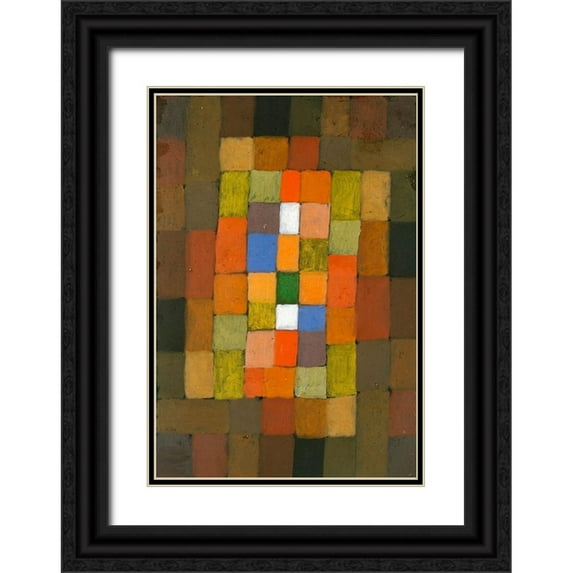 Klee, Paul 14x18 Black Ornate Wood Framed with Double Matting Museum Art Print Titled - Static Dynamic Graduation 1923