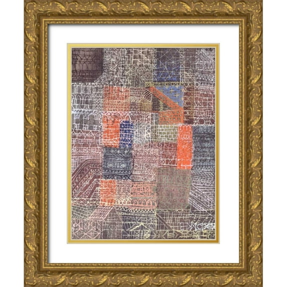 Klee, Paul 15x18 Gold Ornate Wood Framed with Double Matting Museum Art Print Titled - Structural II