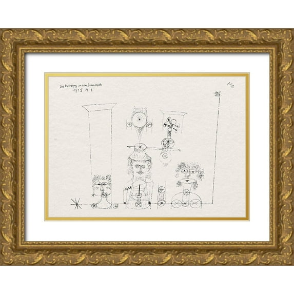 Klee, Paul 18x14 Gold Ornate Wood Framed with Double Matting Museum Art Print Titled - In Memory of an All Girl Band