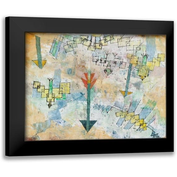 Klee, Paul 18x15 Black Modern Framed Museum Art Print Titled - Birds Swooping Down and Arrows