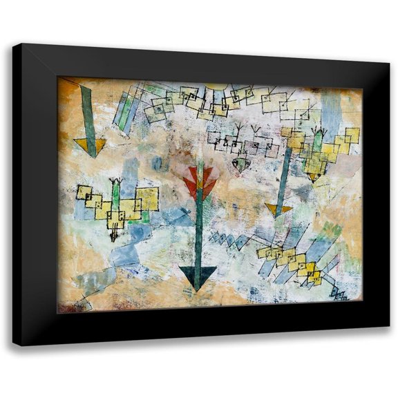 Klee, Paul 18x15 Black Modern Framed Museum Art Print Titled - Birds Swooping Down and Arrows