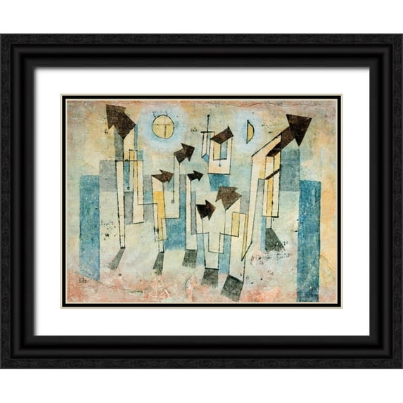 Klee, Paul 18x15 Black Ornate Wood Framed with Double Matting Museum Art Print Titled - Mural from the Temple of Longing Thither