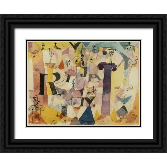 Klee, Paul 18x15 Black Ornate Wood Framed with Double Matting Museum Art Print Titled - Stylish Ruins (detail)
