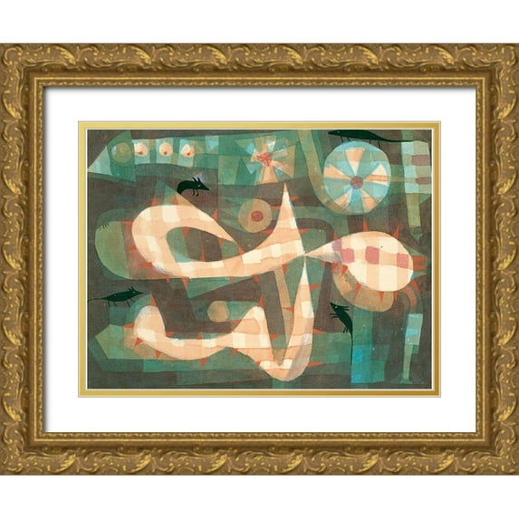 Klee, Paul 24x19 Gold Ornate Wood Framed with Double Matting Museum Art Print Titled - The Barbed Noose with the Mice 1923