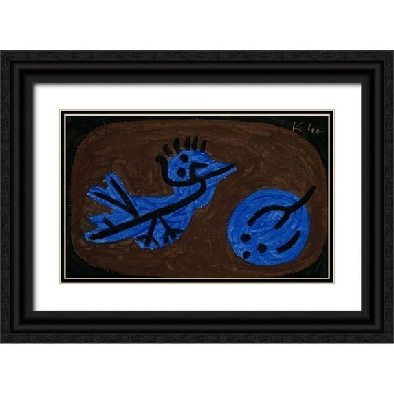 Klee, Paul 32x21 Black Ornate Wood Framed with Double Matting Museum Art Print Titled - Blue Bird Pumpkin 1939