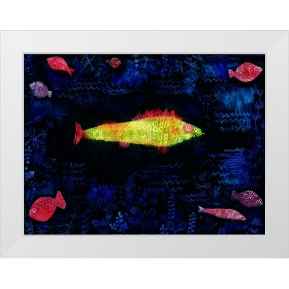 Klee, Paul 32x25 White Modern Wood Framed Museum Art Print Titled - The Goldfish