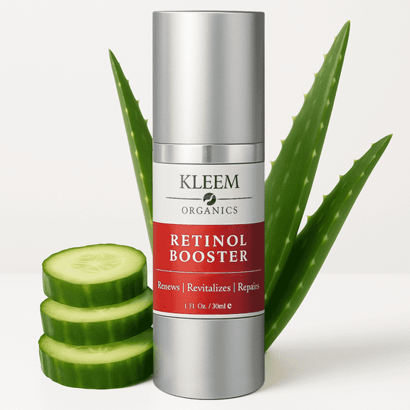 KLEEM ORGANICS Retinol Serum for Face with Hyaluronic Acid & Vitamin E- Anti Wrinkle Night Serum for Uneven Skin, Fine Lines & Dark Spots - 1 fl. oz