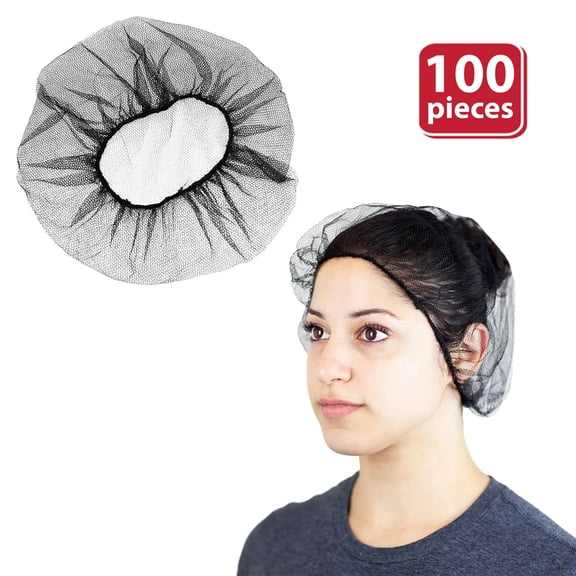 Kleen Chef Alphanet Disposable Nylon Honeycomb Hair Net for Adults, 100 Pack, 24", Latex Free, Unisex, Black