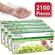 Kleen Chef Disposable Food Prep Gloves, 525 Per Box 2100 Pcs, 11.5 Long Cuff Clear Poly Gloves for Food Handling & Service - One Size Fits Most