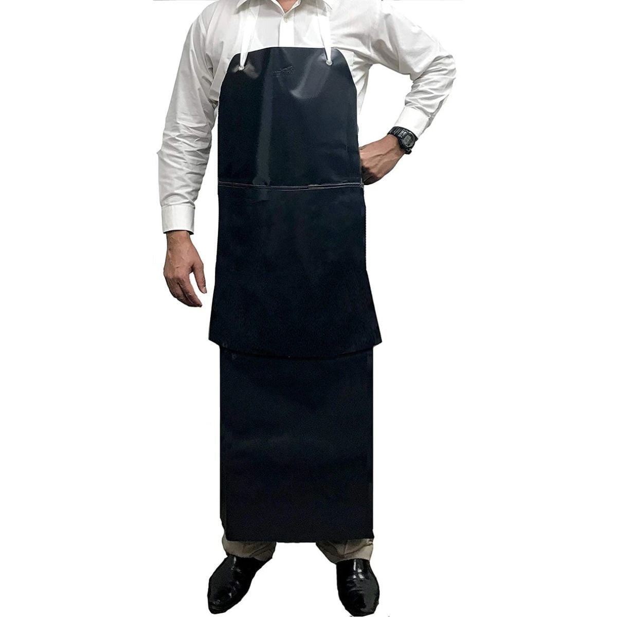 Heavy Duty Black PVC Leather Adjustable Shop Apron