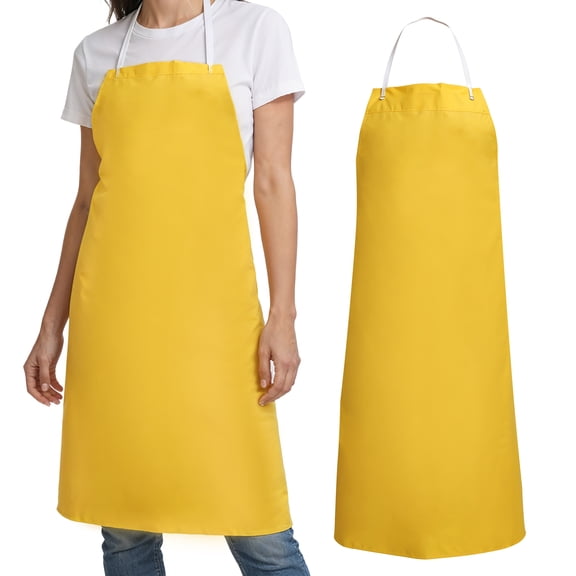 Kleen Chef Vinyl Bib Apron with Adjustable Neck, Waterproof and Oilproof, Small, Yellow
