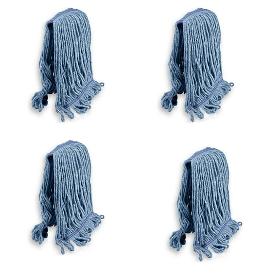 Kleen Handler Cotton Loop End String Mop Head Replacement Refill, Heavy duty, Blue (Pack of 4)