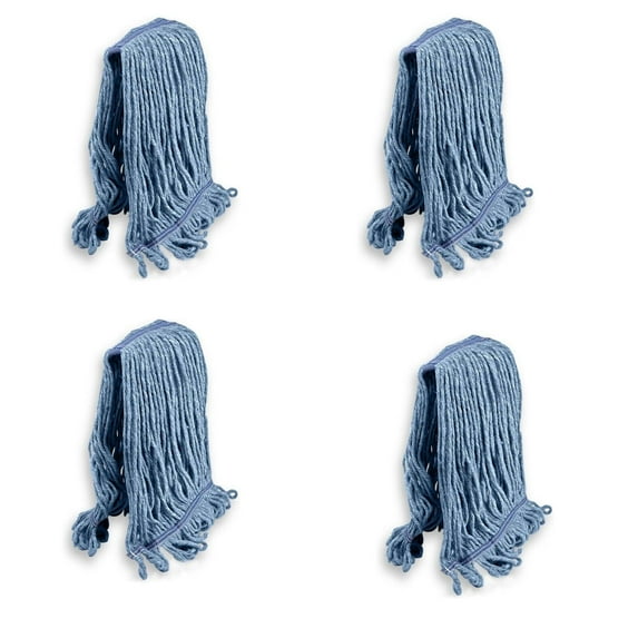 Kleen Handler Cotton Loop End String Mop Head Replacement Refill, Heavy duty, Blue (Pack of 4)