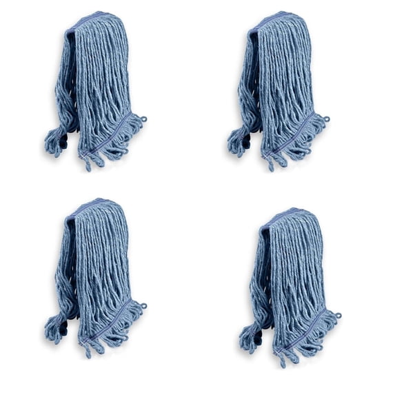 Kleen Handler Cotton Loop End String Mop Head Replacement Refill, Heavy duty, Blue (Pack of 4)