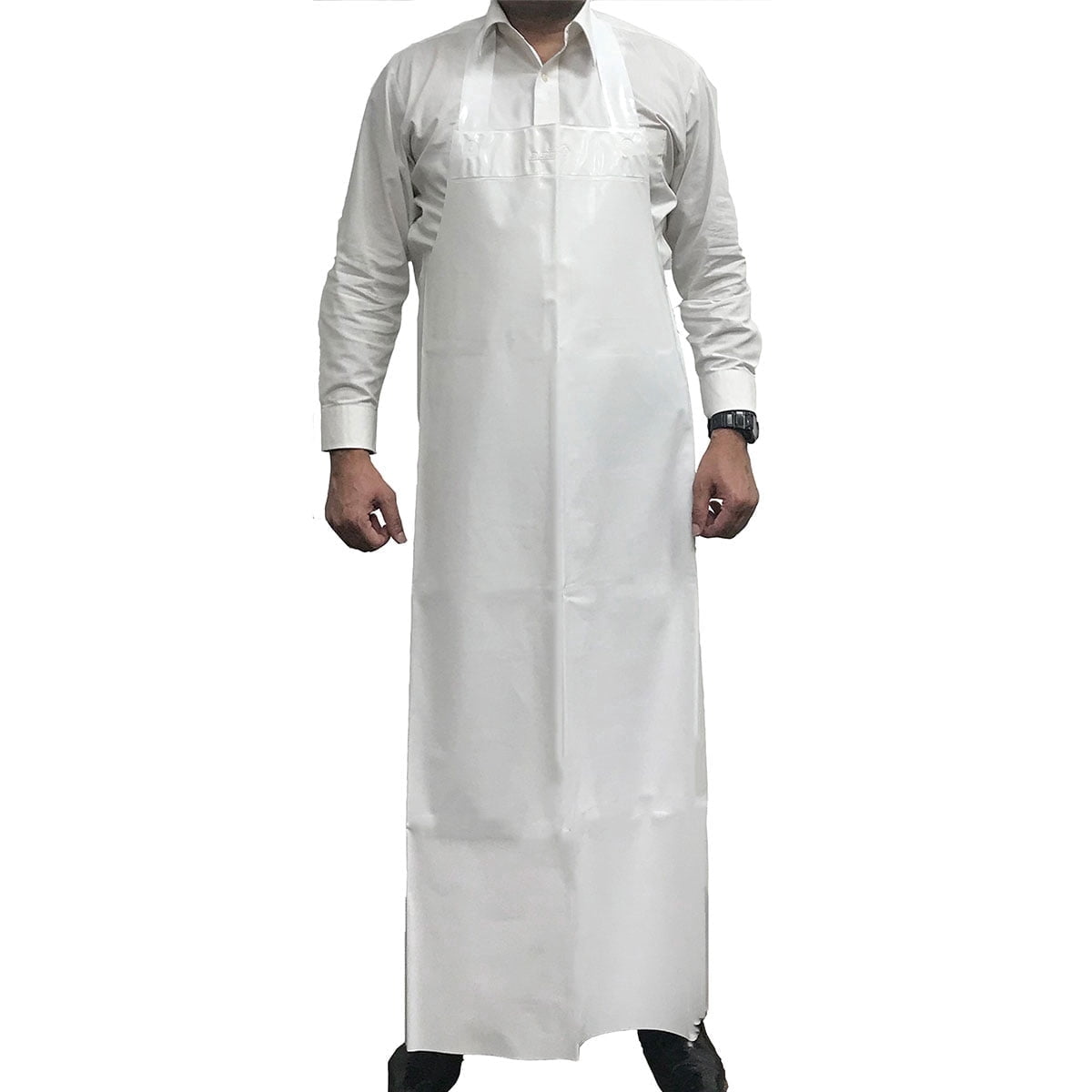 Kleen Handler Waterproof TPU Bib Thick Apron, 11.8 Mil, Oil Resistant, Unisex, White (Pack of 1)