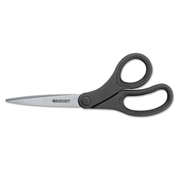 KleenEarth Basic Plastic Handle Scissors, 7 in. Length, Pointed, Black