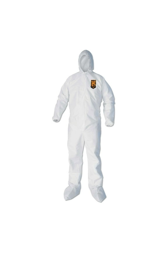 44334 A40 Elastic-Cuff Ankle Hood and Boot Coveralls - X-Large, White (25/Carton)