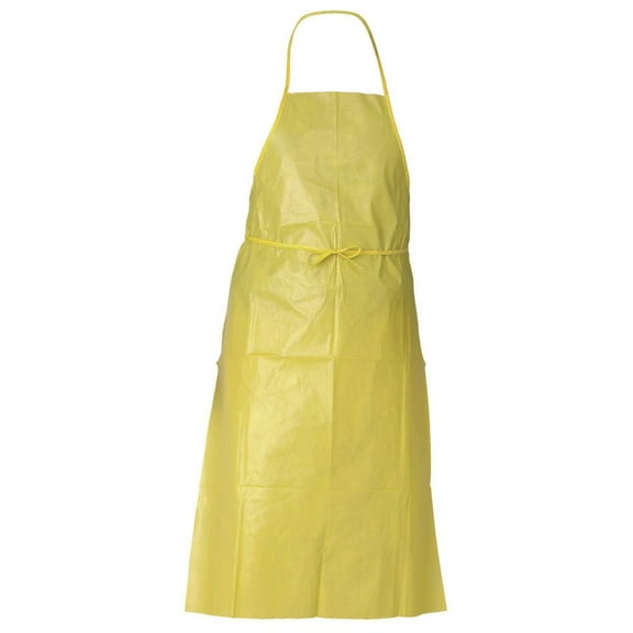 Ansell 97790 A70 Polyethylene-Coated Fabric Chemical Spray Protection Aprons - One Size Fits Most, Yellow (100/Carton)