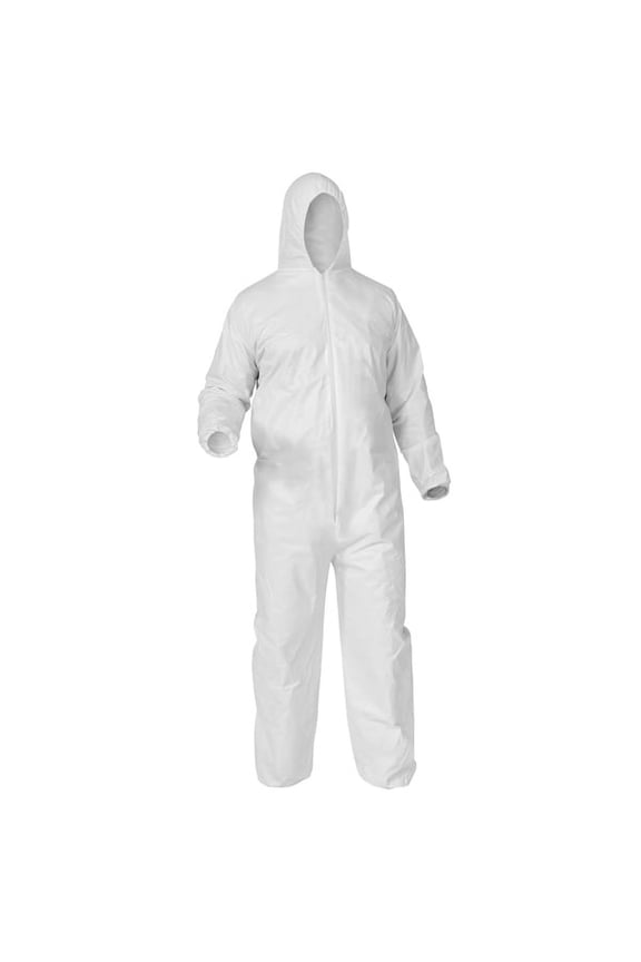 KleenGuard* A35 Liquid & Particle Protection Coveralls w/ Hood, Elastic Wrists, & Ankles, X-Large, White, 25/Case (1 Case)